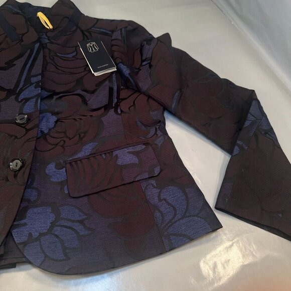 Piazza Sempione Italy Floral Jacquard Blazer Womens Button Up  Jacket Lined New - Picture 10 of 16